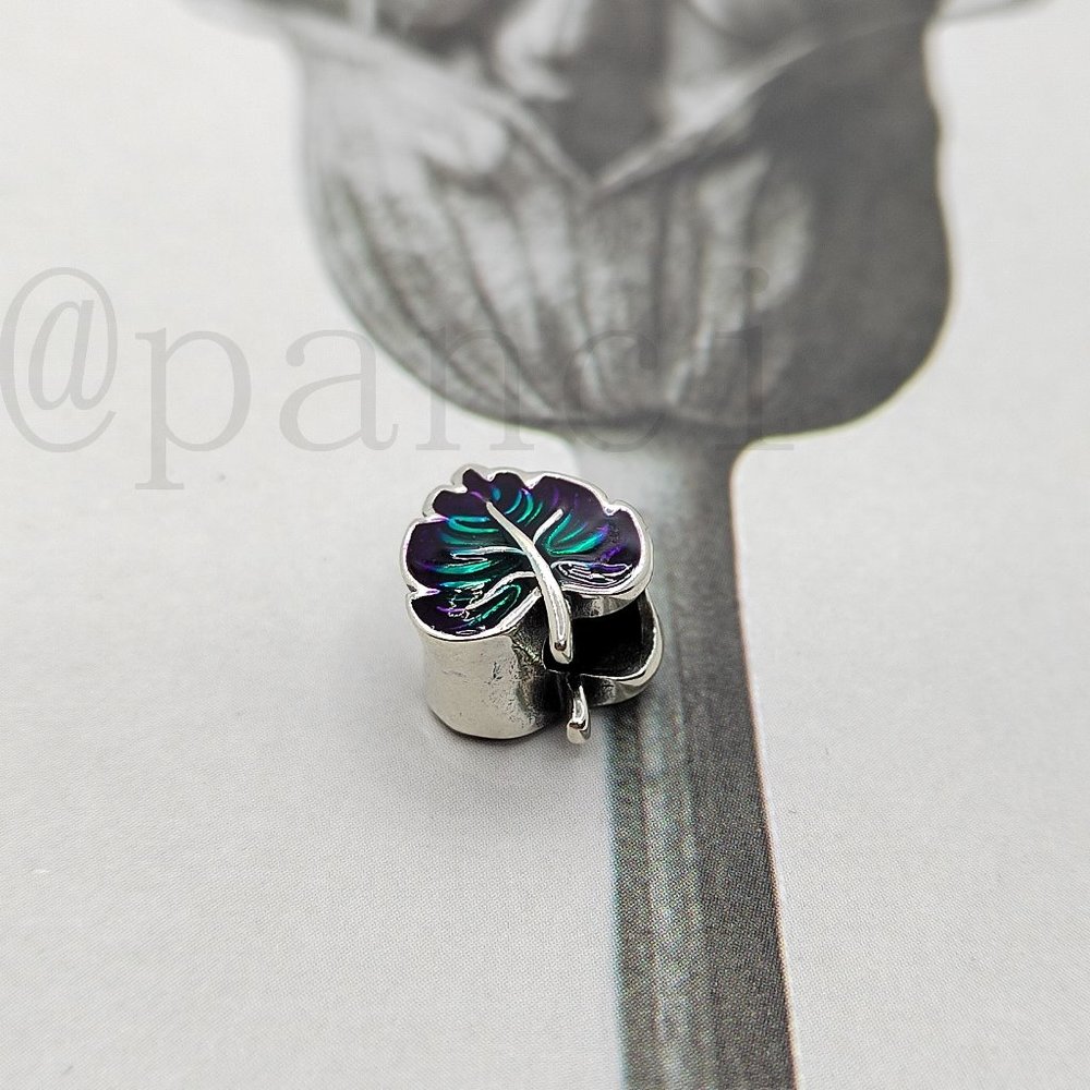 Pandora purple and green leaf charm